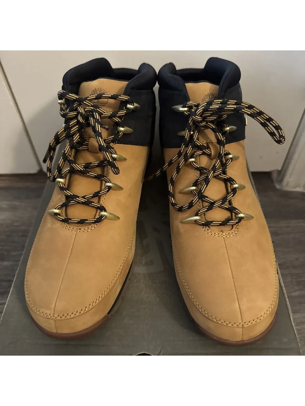 Timberland Euro Sprint Mid Hiker Boots Mens Size 13 Wheat Black EUC Box